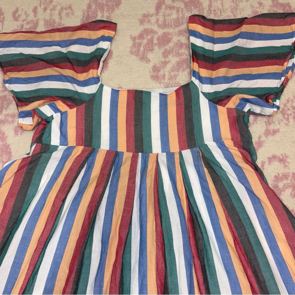 Madewell Multicolor Festival Stripe Square-Neck Mini Dress Women’s S - Picture 9 of 10